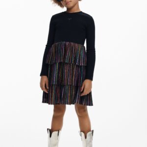 Lurex volantjurk - BLACK - 11/12