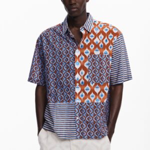 Korte mouwen overhemd met zonnetjes - BLUE - L