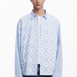 Gestreept overhemd met lange mouwen - BLUE - L