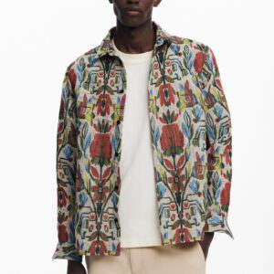 Etnisch overhemd met lange mouwen - RED - M