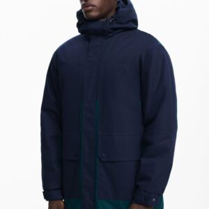 Tweekleurige parka met capuchon - BLUE - S