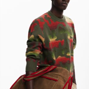 Gestreepte trui met dierenprint - GREEN - S