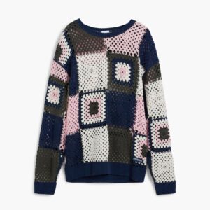 Gehaakte patch-sweatshirt - BLUE - L