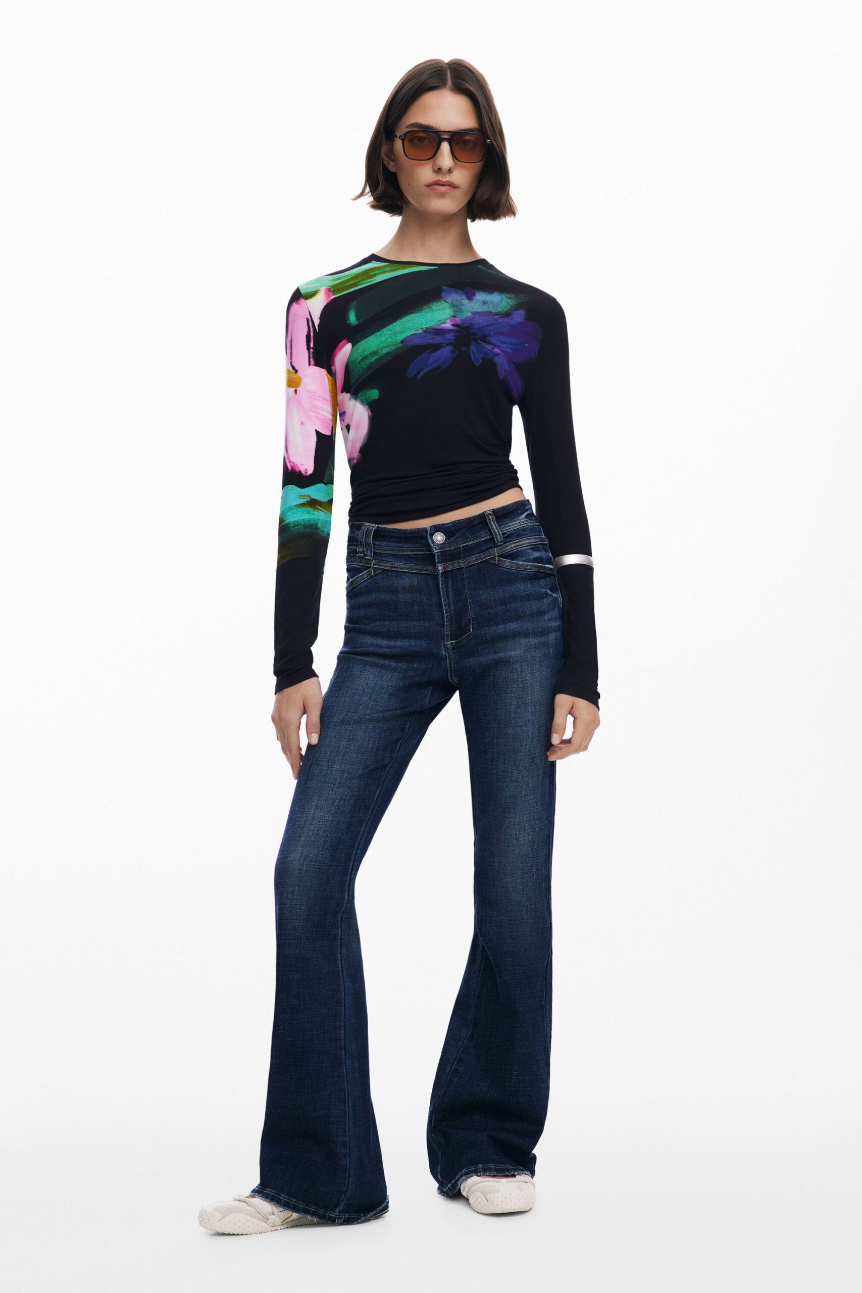 Uitgewassen flared jeans - BLUE - 38