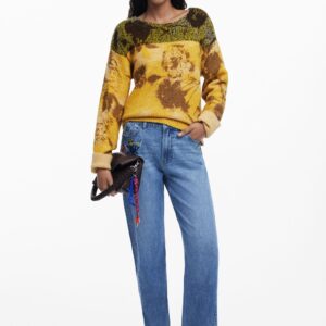 Jeans met geborduurde bloemen - BLUE - 38