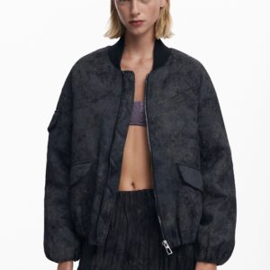 Geborduurde bomberjack - BLACK - S