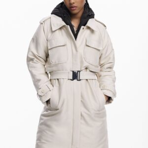 Lange lichte gewatteerde jas - WHITE - XL