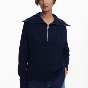 Gecombineerde kabeltrui met rits - BLUE - S