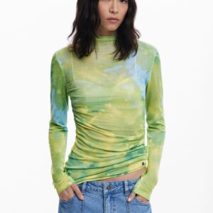 Fijngestreepte aquareltrui - GREEN - M