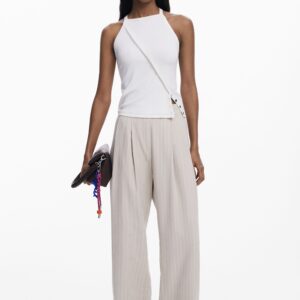 Plooibroek met tailleband - WHITE - XL