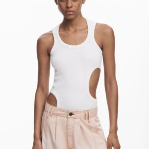 Cut-out mouwloos T-shirt - WHITE - XL