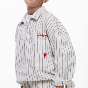 Gestreept overhemd met borduursel - WHITE - 5/6