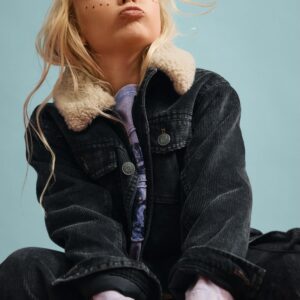 Jas met schapenvachtkraag - BLACK - 11/12