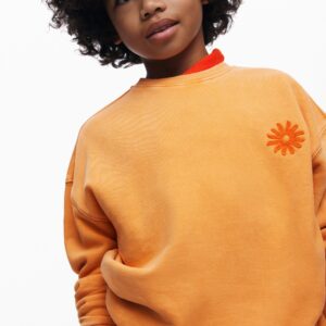 Sweatshirt met geborduurde zon - ORANGE - 13/14