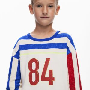 T-shirt met 3/4 mouwen en strepen - WHITE - 7/8