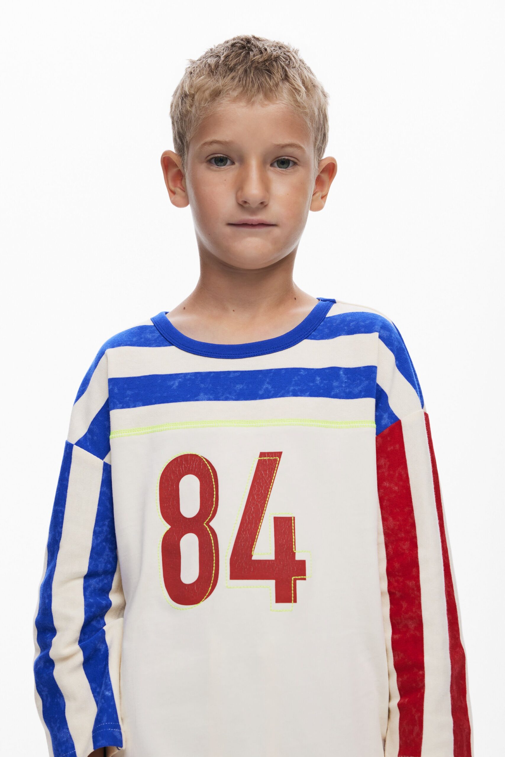 T-shirt met 3/4 mouwen en strepen - WHITE - 7/8