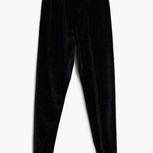 Glanzende fluwelen leggings - BLACK - 3/4