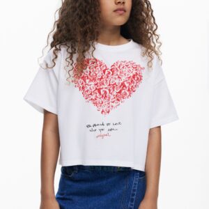 T-shirt met korte mouwen en hart - WHITE - 9/10