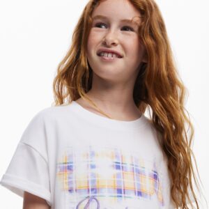 Kort mouw geruit T-shirt - WHITE - 3/4