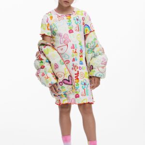 Kort jurkje met lettering - WHITE - 7/8