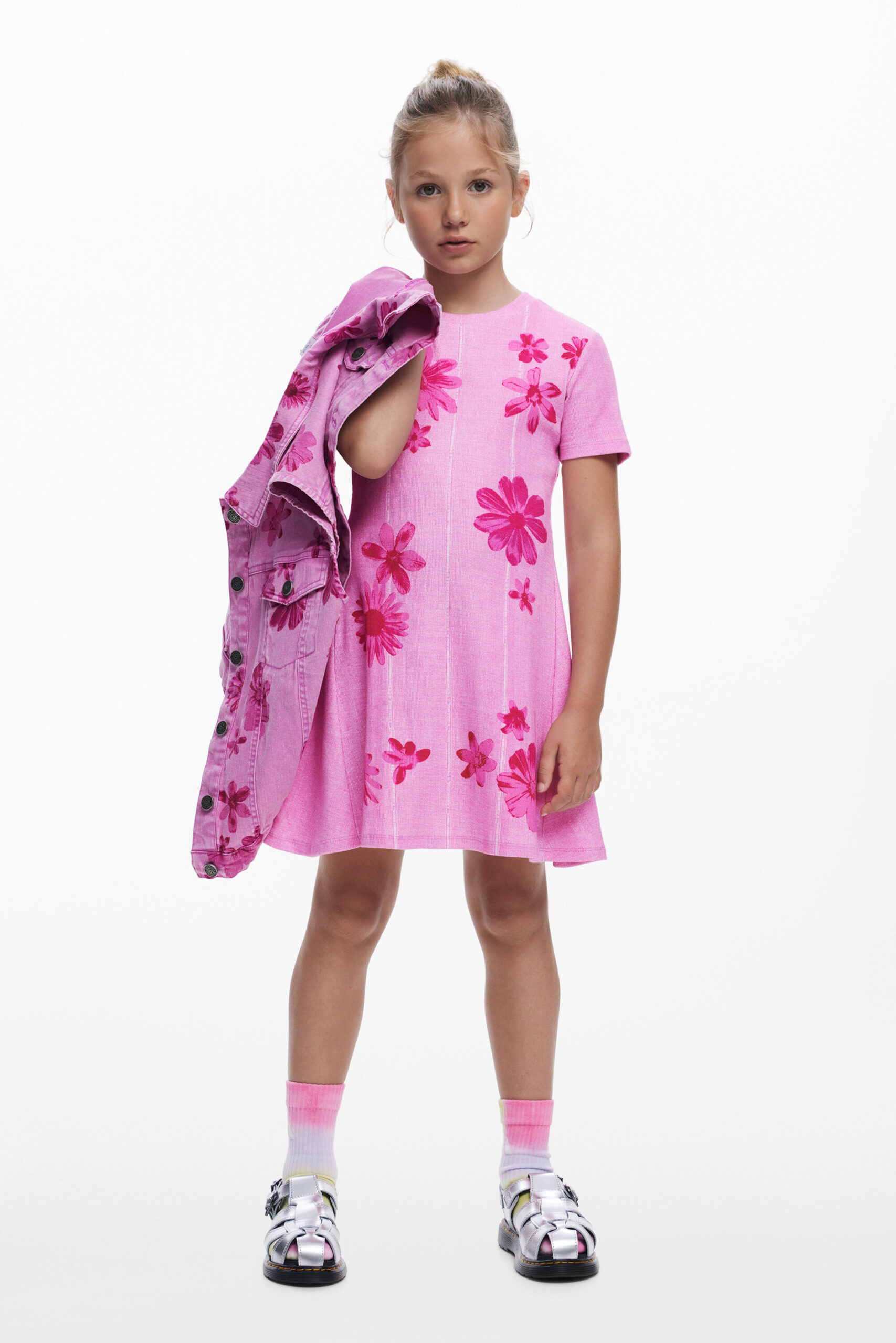 Plissé bloemenjurk - RED - 9/10