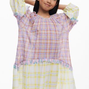 Geruite jurk met volant - MATERIAL FINISHES - 11/12