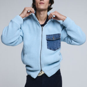 Gebreide trui met dubbele rits - BLUE - S