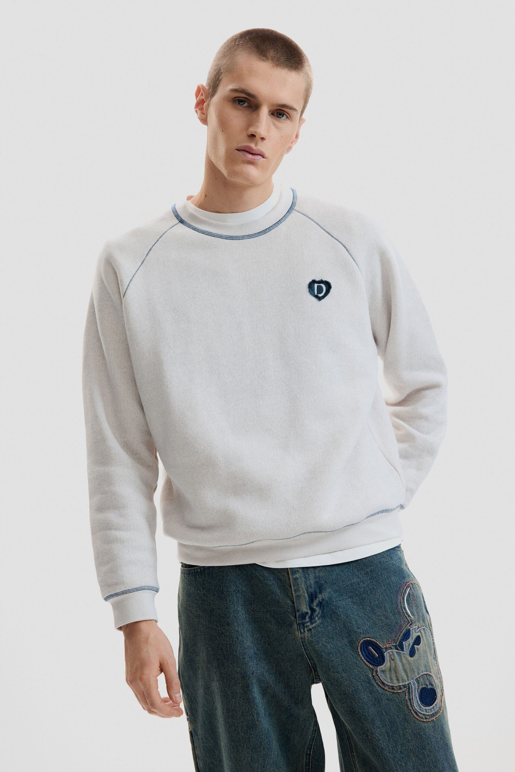 BASIS SWEATSHIRT VAN KATOEN - WHITE - L