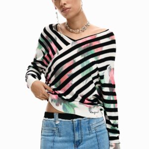 Fijn gekruiste trui - BLACK - XS