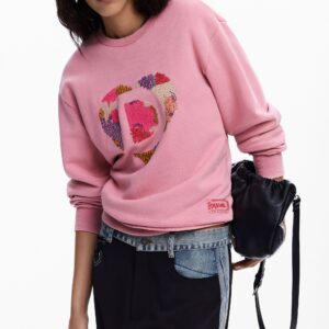 Sweatshirt met logo en kralen - RED - M