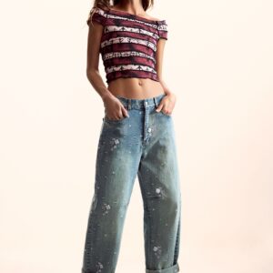 Gerimpeld T-shirt ontworpen door Mr. Christian Lacroix - RED - XL