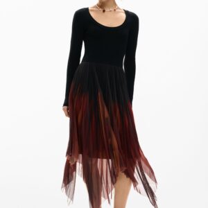 Nauwsluitende midi-jurk - BLACK - L