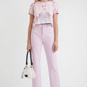 Straight cropped jeans - RED - 36