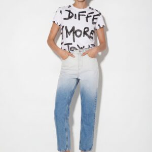 Straight fit cropped jeans met kleurverloop - BLUE - 42