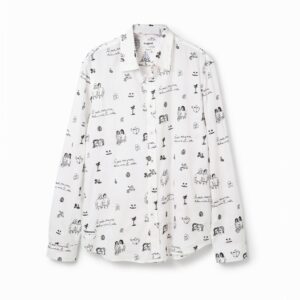 Voile shirt met borduursels - WHITE - M