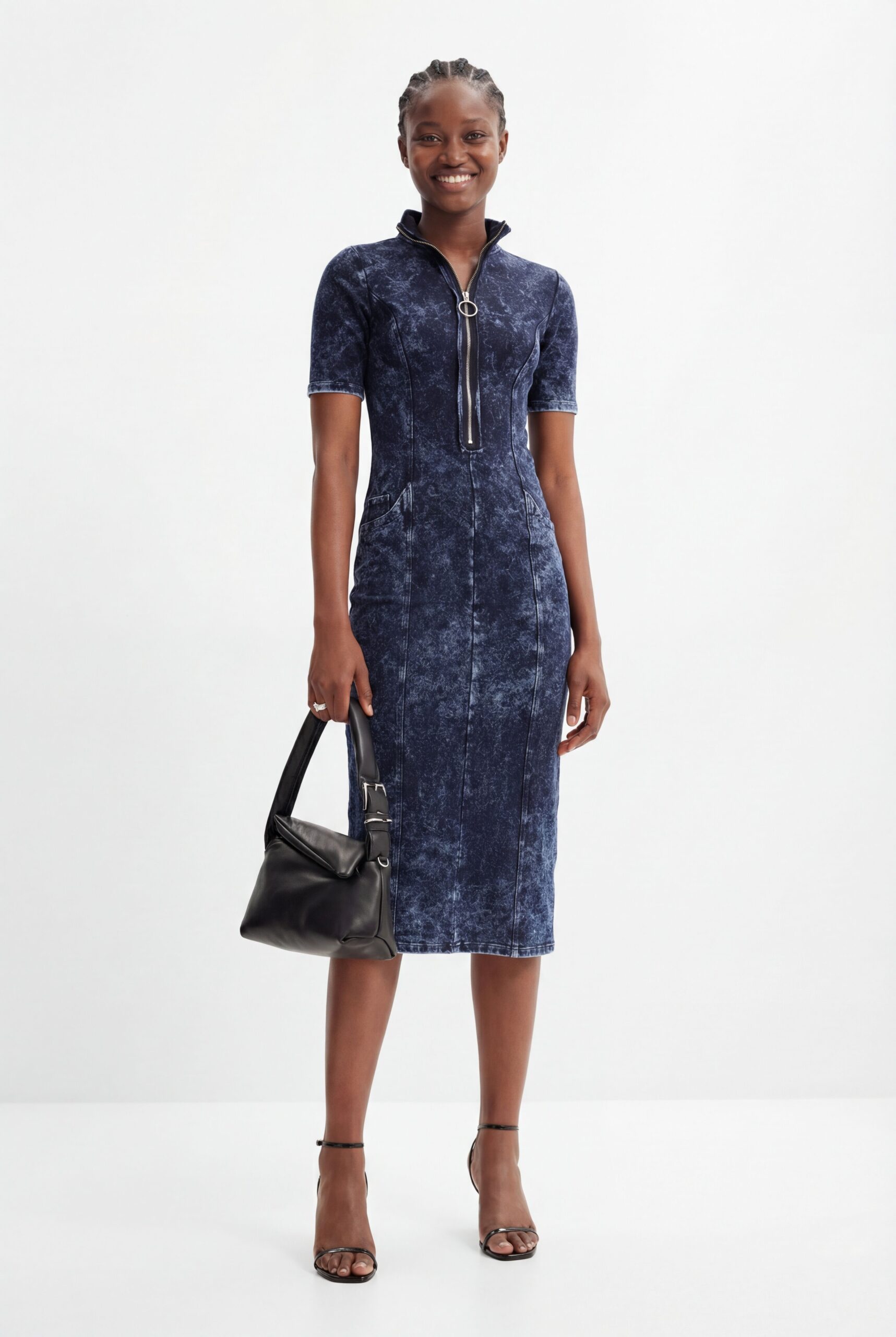 Midi-jurk met rits - BLUE - XS