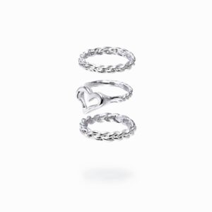 Set verzilverde ringen Zalio - BLACK - M
