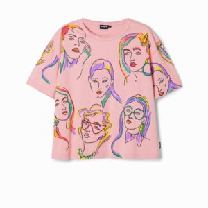 T-shirt arty gezichten - RED - XS