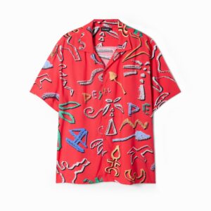 Shirt met artistieke motieven - RED - M