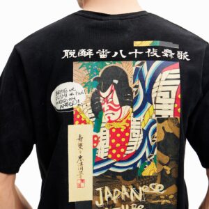 T-shirt met Japanse stijl illustratie - BLACK - M