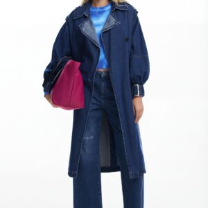 Denim trenchcoat - BLUE - XS