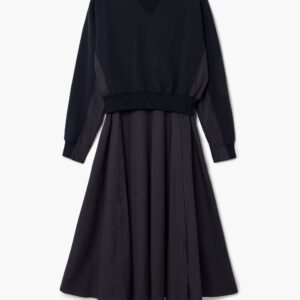 Gecombineerde effen jurk - BLACK - XS