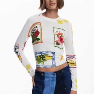 Trui met tropische stempels - WHITE - XXL