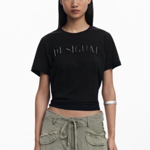 T-shirt met logo en studs - BLACK - XS
