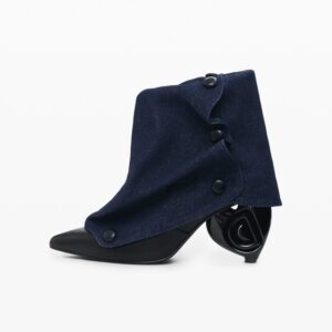 Denim enkellaars met flap - BLACK - 38