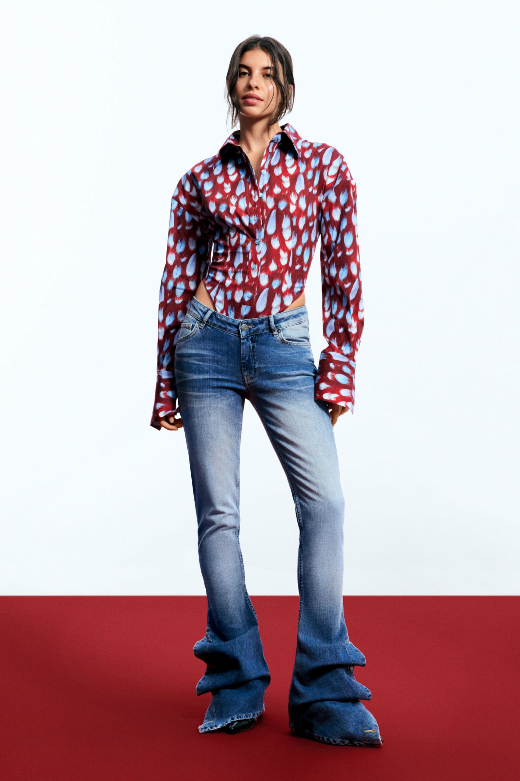 Popeline body-overhemd Egonlab - RED - XL