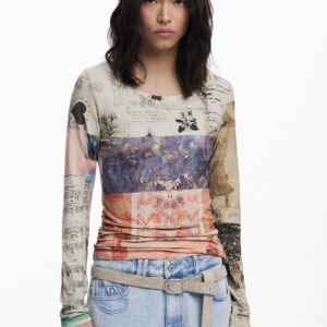 Collage geplooid T-shirt - MATERIAL FINISHES - S