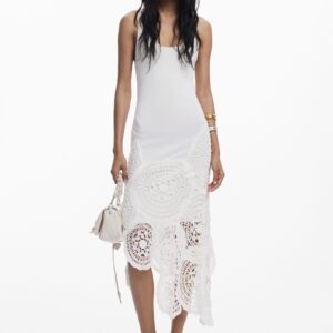 Midi gehaakte jurk - WHITE - L