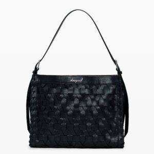 Middelgrote gevlochten tas - BLACK - U