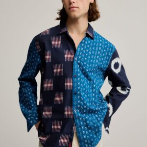 Bedrukte patch-blouse - BLUE - L